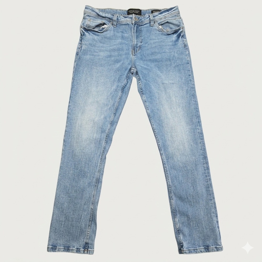 Kenneth Cole NY Men's Jeans 36x32 Slim Fit Light Wash Blue Denim Stretch 36 x 32